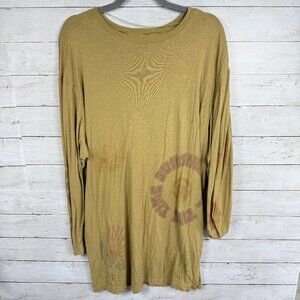 We The Free Olive Green Printed Long Sleeve T-Shirt Dress
